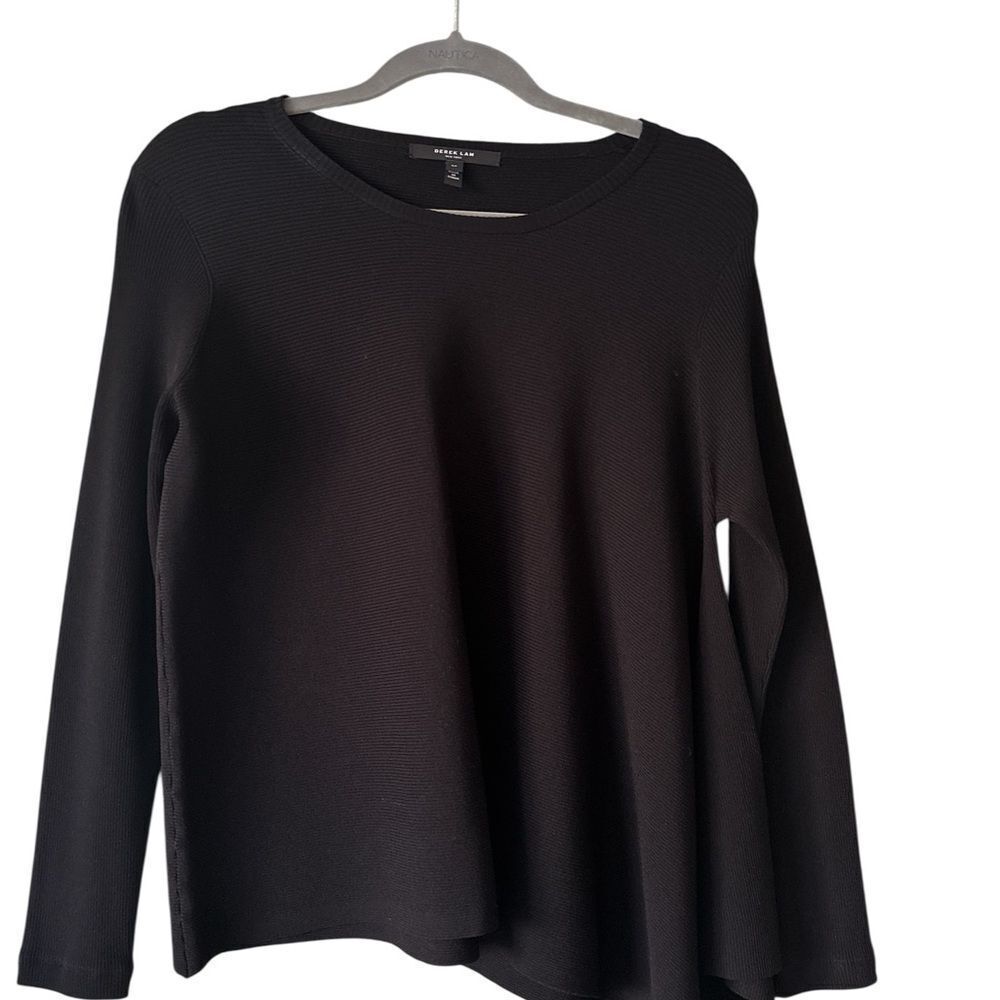 Derek Lam Asymmetrical Black Ribbed Top size Small